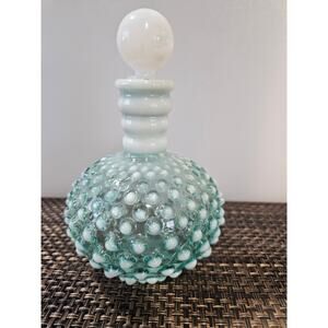 Wrisley green Hobnail Cologne bottle by Fenton Glass 1930's